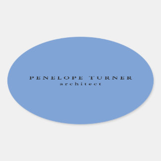 Trendy Minimalist Cornflower Blue Professional Oval Sticker