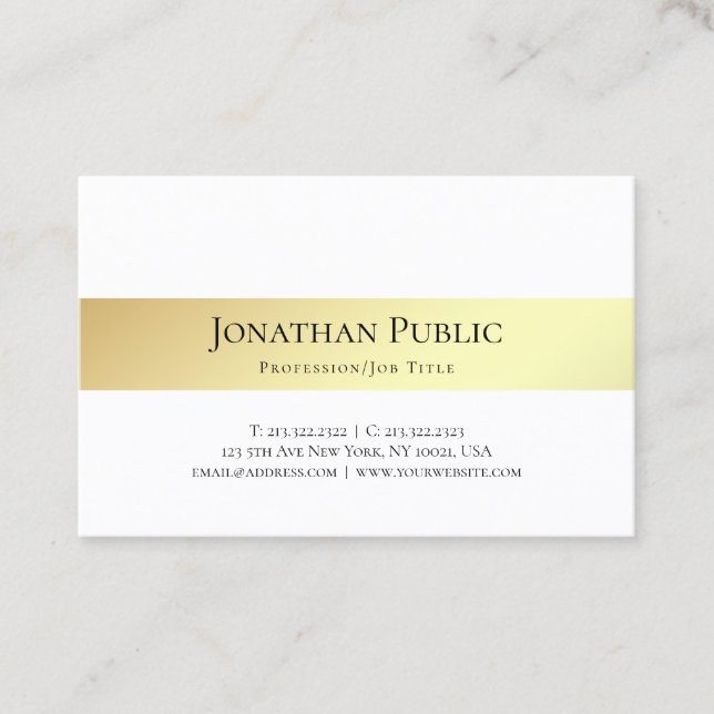 Trendy Minimalist Creative Design Modern Gold Look Business Card (Front)