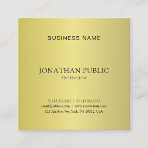 Trendy Minimalist Design Creative Gold Plain Square Business Card