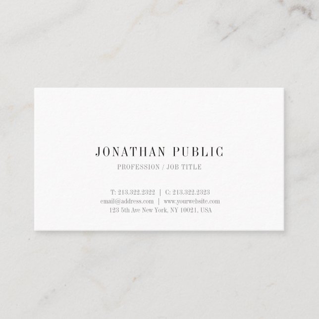 Trendy Minimalist Design Elegant Template Modern Business Card (Front)