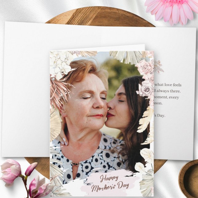 Trendy Minimalist Elegant Boho Photo Mothers Day Card (Creator Uploaded)