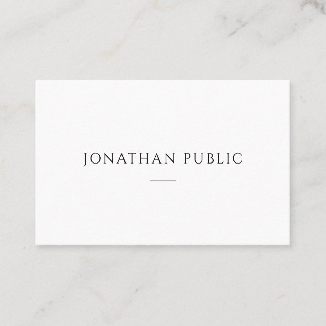 Trendy Minimalist Elegant Modern Simple Template Business Card (Front)
