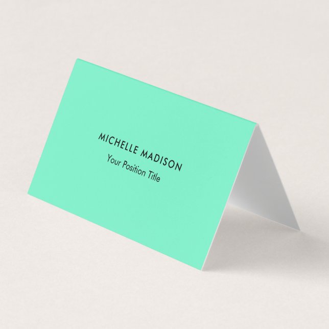 Trendy Minimalist Green Blue Business Card (Front)