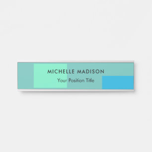 Trendy Minimalist Green Blue Door Sign