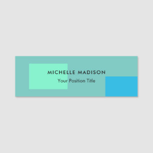 Trendy Minimalist Green Blue Name Tag