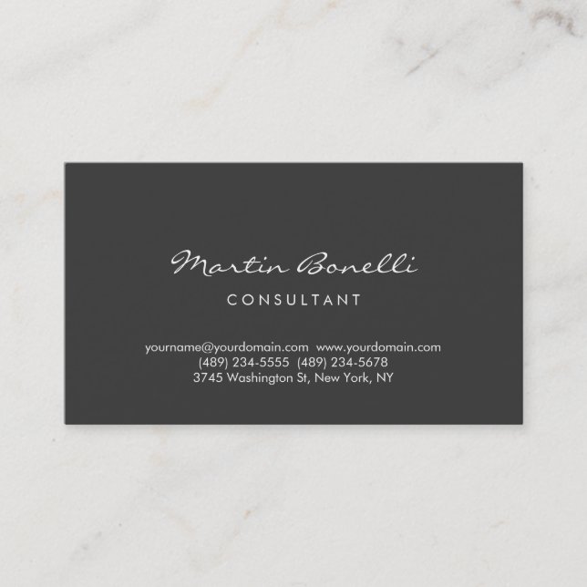 Trendy Minimalist Grey Colour Business Card (Front)