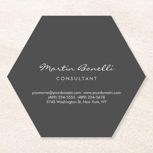Trendy Minimalist Grey Colour Paper Coaster (Front)
