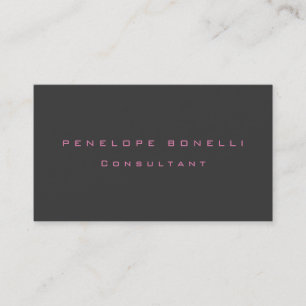 Trendy Minimalist Grey Pink Girly Professional Business Card