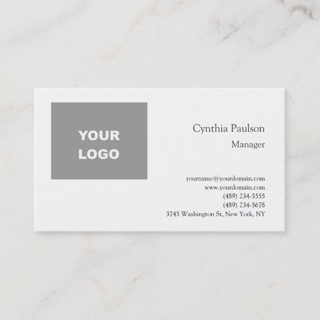 Trendy Minimalist Modern Add Your Logo Business Card (Front)