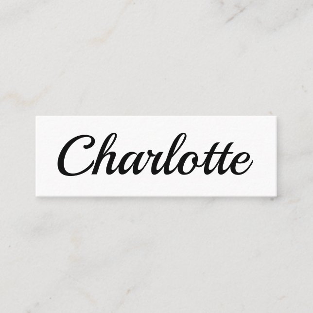 Trendy minimalist modern black and white mini business card (Front)