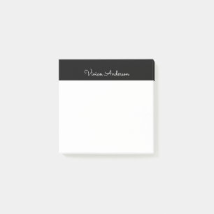 Trendy Minimalist Modern Black Script Name Post-it Notes