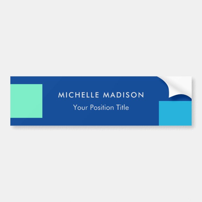 Trendy Minimalist Modern Blue Bumper Sticker (Front)