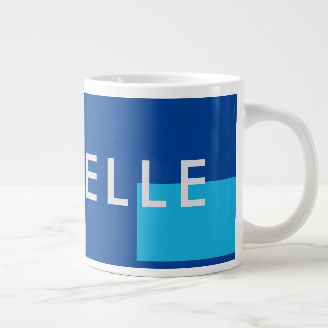 Trendy Minimalist Modern Blue Large Coffee Mug (Right)