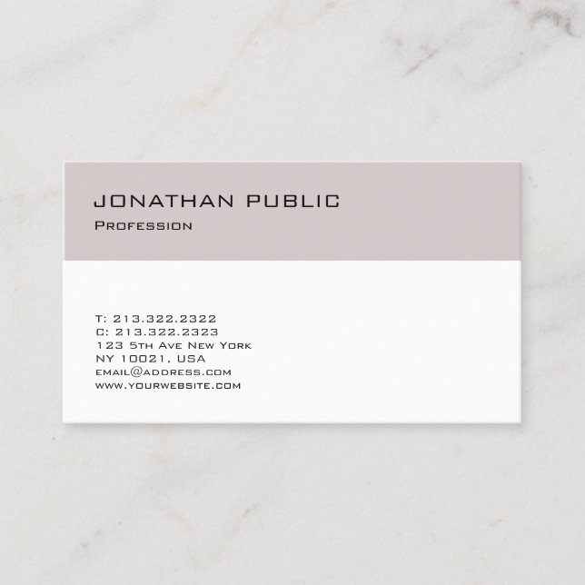 Trendy Minimalist Modern Elegant Design Plain Business Card (Front)