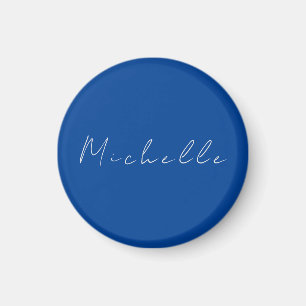 Trendy Minimalist Modern Handwritten Blue Magnet