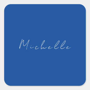 Trendy Minimalist Modern Handwritten Blue Square Sticker
