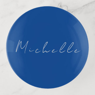 Trendy Minimalist Modern Handwritten Blue Trinket Trays