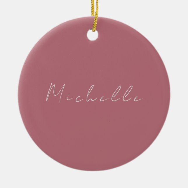 Trendy Minimalist Modern Handwritten Rose Gold Ceramic Tree Decoration (Front)