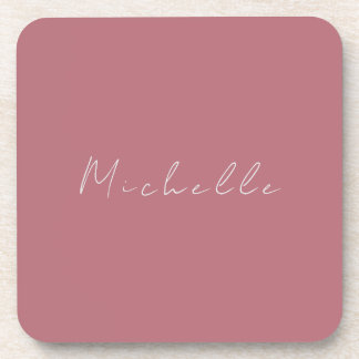 Trendy Minimalist Modern Handwritten Rose Gold Coaster