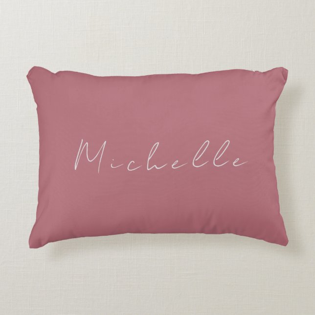 Trendy Minimalist Modern Handwritten Rose Gold Decorative Cushion (Front)