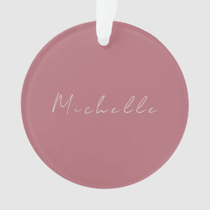 Trendy Minimalist Modern Handwritten Rose Gold Ornament