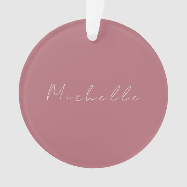 Trendy Minimalist Modern Handwritten Rose Gold Ornament (Front)