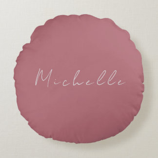 Trendy Minimalist Modern Handwritten Rose Gold Round Cushion