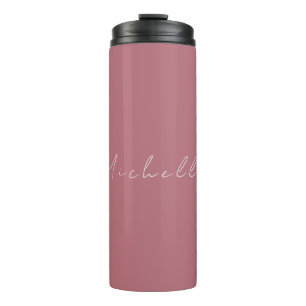 Trendy Minimalist Modern Handwritten Rose Gold Thermal Tumbler