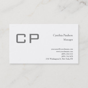 Trendy Minimalist Modern Monogram Plain Business Card