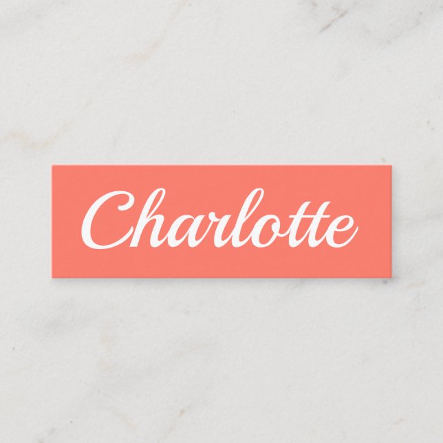 Trendy minimalist modern peach pink business card (Front)
