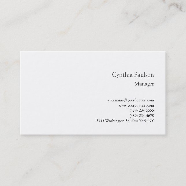 Trendy Minimalist Modern Plain Business Card (Front)