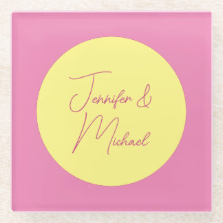 Trendy Minimalist Modern Plain Simple Pastel Colou Glass Coaster