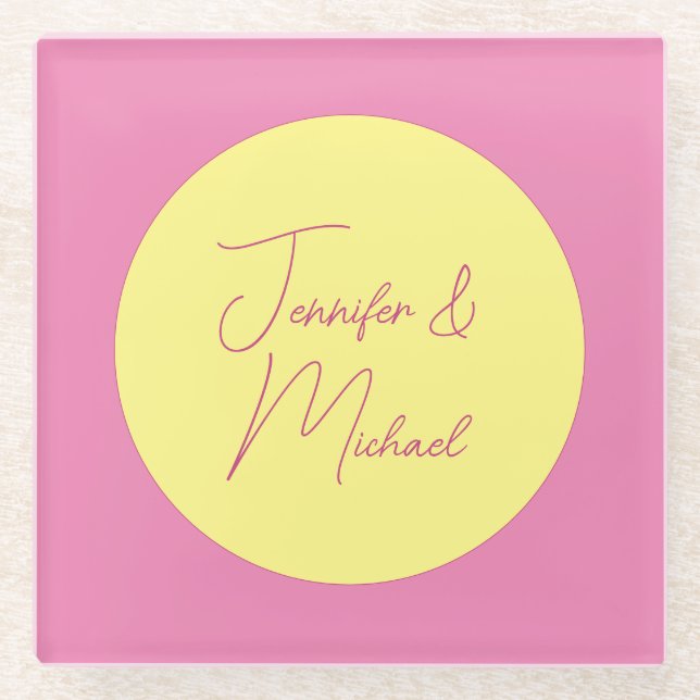 Trendy Minimalist Modern Plain Simple Pastel Colou Glass Coaster (Front)