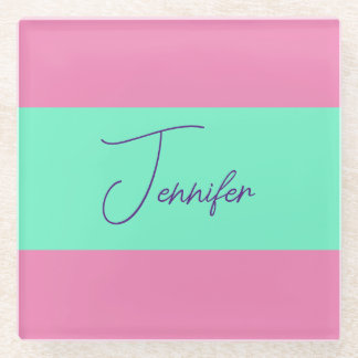 Trendy Minimalist Modern Plain Simple Pastel Colou Glass Coaster