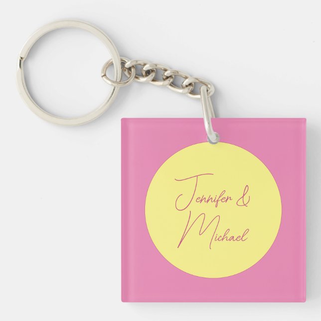 Trendy Minimalist Modern Plain Simple Pastel Colou Key Ring (Front)