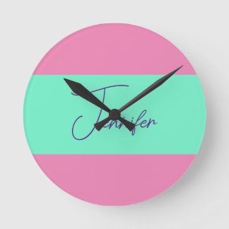 Trendy Minimalist Modern Plain Simple Pastel Colou Round Clock