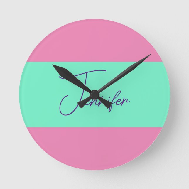 Trendy Minimalist Modern Plain Simple Pastel Colou Round Clock (Front)