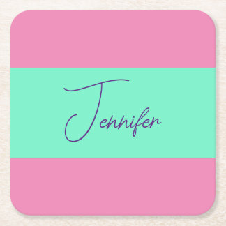 Trendy Minimalist Modern Plain Simple Pastel Colou Square Paper Coaster