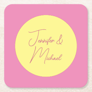 Trendy Minimalist Modern Plain Simple Pastel Colou Square Paper Coaster
