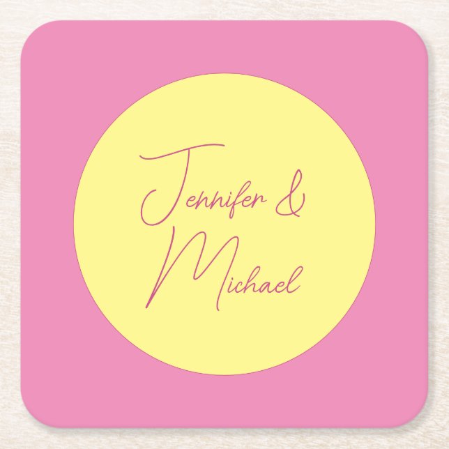 Trendy Minimalist Modern Plain Simple Pastel Colou Square Paper Coaster (Front)