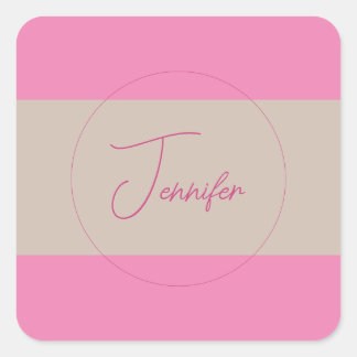 Trendy Minimalist Modern Plain Simple Pastel Colou Square Sticker