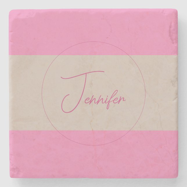 Trendy Minimalist Modern Plain Simple Pastel Colou Stone Coaster (Front)