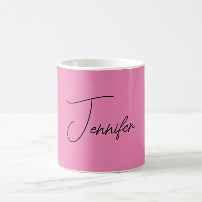 Trendy Minimalist Modern Plain Simple Pink Colour Coffee Mug (Center)