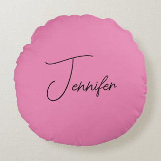 Trendy Minimalist Modern Plain Simple Pink Colour Round Cushion