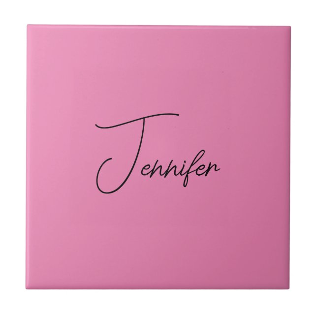 Trendy Minimalist Modern Plain Simple Pink Colour Tile (Front)