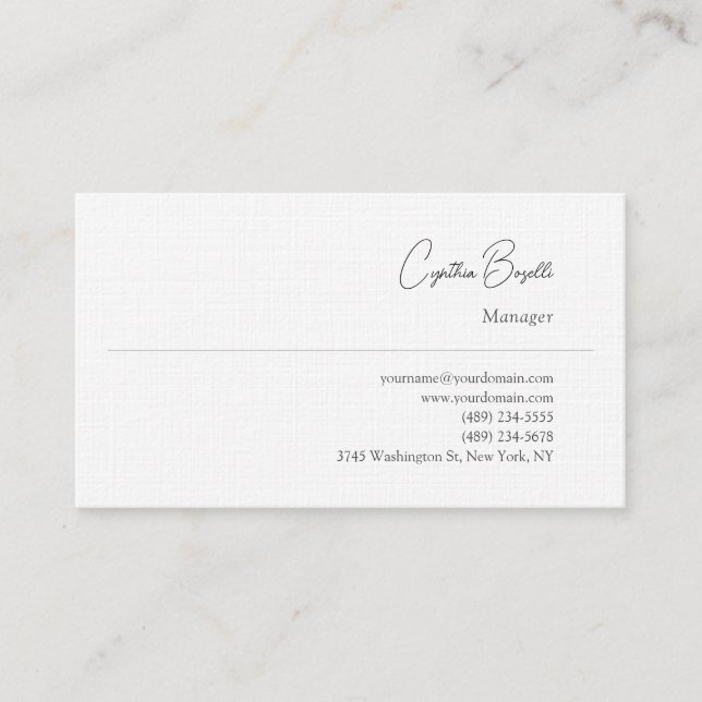 Trendy Minimalist Modern Plain Simple Template Business Card (Front)