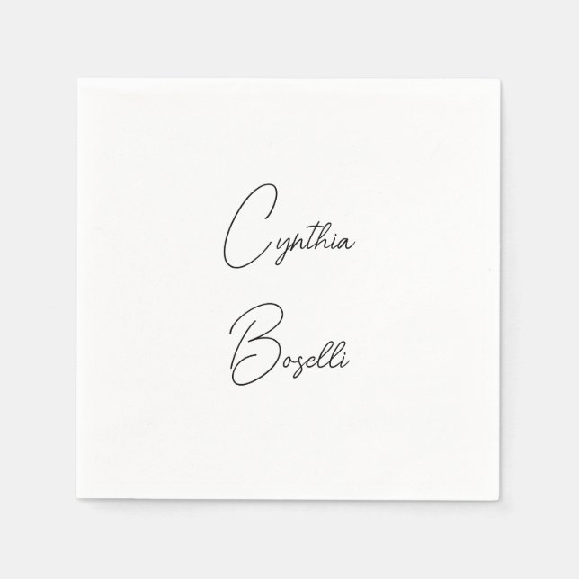 Trendy Minimalist Modern Plain Simple Template Napkin (Front)