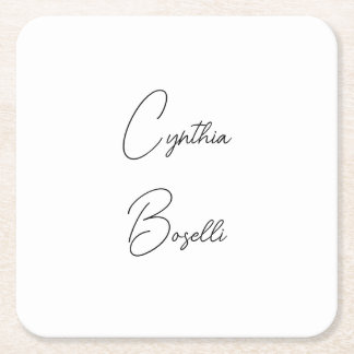 Trendy Minimalist Modern Plain Simple Template Square Paper Coaster