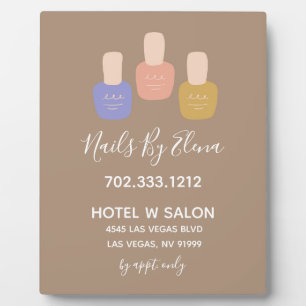 Trendy Minimalist Nail Salon Business Tabletop Plaque