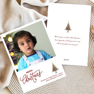 Trendy Minimalist one photo Christmas card
